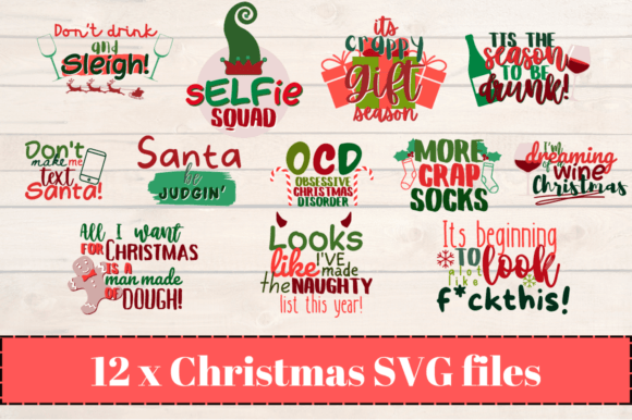 12 X Christmas Design Print Bundle for Graphics and Print Templates