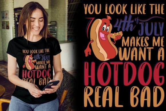 4th of July Hot Dog Real Bad T-Shirt Graphics for Print Templates