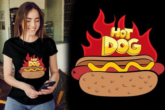 Best Hot Dog T-shirt Design Graphic for Print Templates