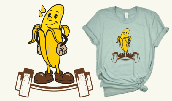 Bodybuilder Banana T-shirt Design Retro