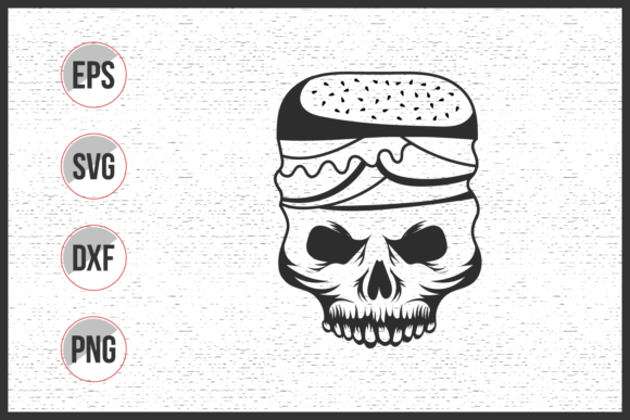 Burger with Skull Funny Concept Vector Graphics