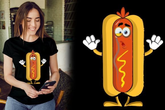Hot Dog Character Graphics for Print Templates