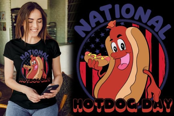 National Hot Dog Character Tshirt Design Graphics