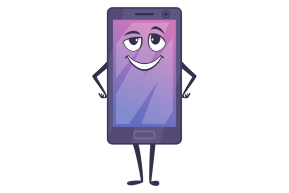 Phone Character with Smiling Face Graphics for Crafting