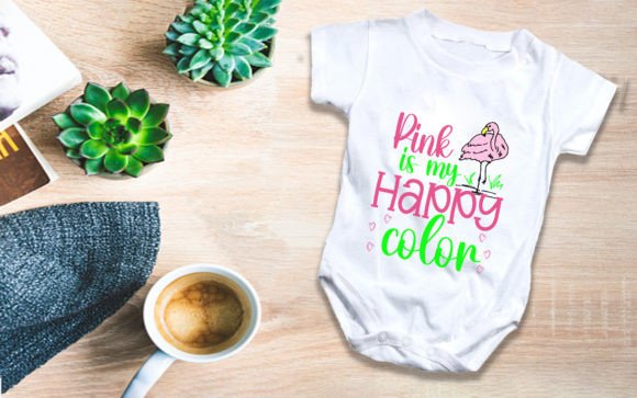 Pink is My Happy Color Baby Onesie Graphics for T-Shirt Designs
