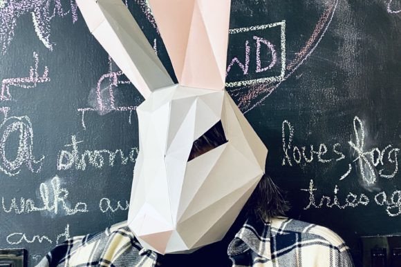 Rabbit Paper Mask 3D SVG for Animal Branding